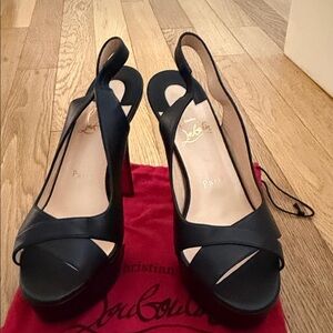 Christian Louboutin Black Peep-Toe Heels